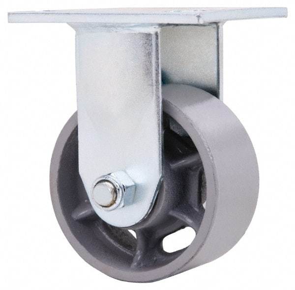 Value Collection - 4" Diam x 2" Wide x 5-5/8" OAH Top Plate Mount Rigid Caster - Semi-Steel, 700 Lb Capacity, Roller Bearing, 4 x 4-1/2" Plate - Americas Industrial Supply