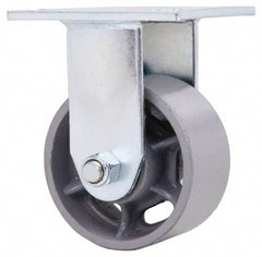 Value Collection - 4" Diam x 2" Wide x 5-5/8" OAH Top Plate Mount Rigid Caster - Semi-Steel, 700 Lb Capacity, Roller Bearing, 4 x 4-1/2" Plate - Americas Industrial Supply