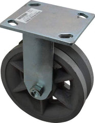 Value Collection - 6" Diam x 2" Wide, Metal With Groove Rigid Caster - 1,000 Lb Capacity, Top Plate Mount, 4" x 4-1/2" Plate, Roller Bearing - Americas Industrial Supply