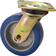 Albion - 6" Diam x 2" Wide x 7-1/2" OAH Top Plate Mount Swivel Caster - Polyurethane, 1,100 Lb Capacity, Roller Bearing, 4 x 4-1/2" Plate - Americas Industrial Supply