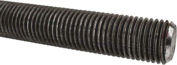 Made in USA - 1-1/4-7 UNC (Coarse), 6' Long, Low Carbon Steel Threaded Rod - Oil Finish Finish, Right Hand Thread - Americas Industrial Supply