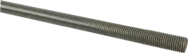 Made in USA - 1-8 UNC (Coarse), 6' Long, Low Carbon Steel Threaded Rod - Zinc-Plated Finish, Right Hand Thread - Americas Industrial Supply