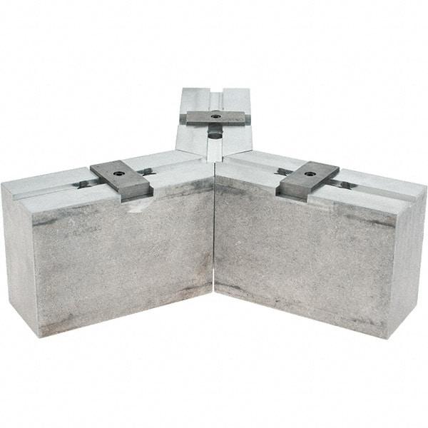 Abbott Workholding Products - Tongue & Groove Attachment, Square Soft Lathe Chuck Jaw - 3 Jaws, Aluminum, 2-1/8" Btw Mount Hole Ctrs, 6-1/2" Long x 2-1/2" Wide x 4" High, 0.4724" Groove, 0.4724" & 12mm Fastener - Americas Industrial Supply