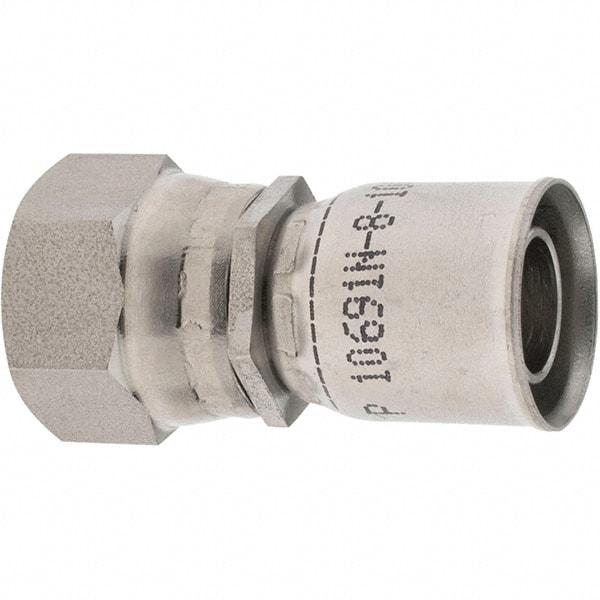 Parker - 3/4-16 Female JIC Stainless Steel Hydraulic Hose Female JIC 37° Swivel & Straight Fitting - -10 Hose Size, 5/8" Hose Diam - Americas Industrial Supply