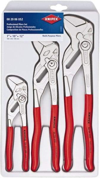 Knipex - 3 Piece Pipe Wrench & Water Pump Plier Set - Comes in Plastic Deep-Drawn Packaging - Americas Industrial Supply