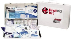 Medique - 200 Piece, 50 Person, Industrial First Aid Kit - 14" Wide x 9-1/2" Deep x 2-1/2" High, Metal Case - Americas Industrial Supply