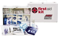 Medique - 150 Piece, 25 Person, Industrial First Aid Kit - 11" Wide x 7-1/2" Deep x 2-1/2" High, Metal Case - Americas Industrial Supply