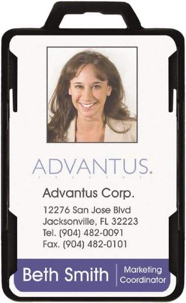 ADVANTUS - Various Attachment Types Badge Holder - Black - Americas Industrial Supply