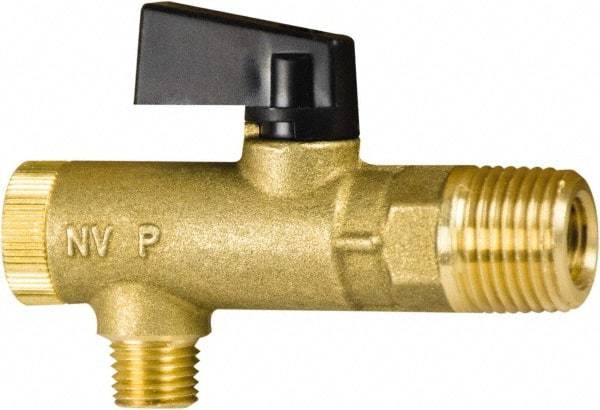 PRO-SOURCE - 1/2" Pipe, NPT Port, Brass Filter Ball Valve - Inline - One Way Flow, MNPT x FNPT Ends, Wedge Handle, 725 WOG - Americas Industrial Supply