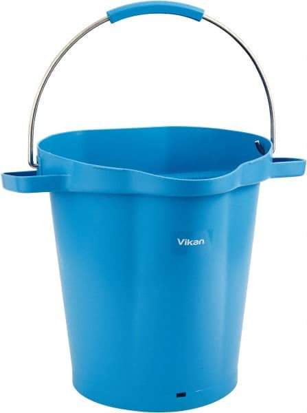 Vikan - 5 Gal, 18" High, Polypropylene Round Blue Single Pail with Pour Spout - Handle Included, 15.4mm Top Length x 18.9" Top Width x 18.9" Top Diam - Americas Industrial Supply
