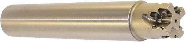 Millstar - 1-1/2" Cut Diam, 1.58" Max Depth, 1-1/2" Shank Diam, Cylindrical Shank Indexable High-Feed End Mill - Screw Holding Method, HFCI-1204 Insert, HFSS Toolholder, Through Coolant - Americas Industrial Supply