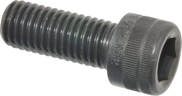 Holo-Krome - M12x1.75 Metric Coarse Hex Socket Drive, Socket Cap Screw - Grade 12.9 Alloy Steel, Black Oxide Finish, Fully Threaded, 30mm Length Under Head - Americas Industrial Supply