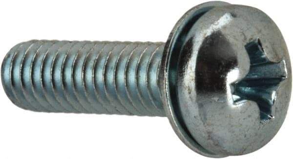 Value Collection - #8-32 UNC, 5/8" Length Under Head Phillips Drive Machine Screw - Pan Head, Grade J82 Steel, Zinc-Plated Finish, Internal Tooth - Americas Industrial Supply