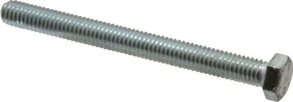 Made in USA - 3/8-16 UNC, 4" Length Under Head Hex Head Cap Screw - Fully Threaded, Grade 5 Steel, Zinc-Plated Finish, 9/16" Hex - Americas Industrial Supply