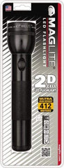 Mag-Lite - White LED Bulb, 168 Lumens, Industrial/Tactical Flashlight - Black Aluminum Body, 2 D Batteries Not Included - Americas Industrial Supply