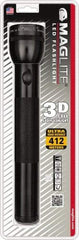 Mag-Lite - White LED Bulb, 168 Lumens, Industrial/Tactical Flashlight - Black Aluminum Body, 3 D Batteries Not Included - Americas Industrial Supply