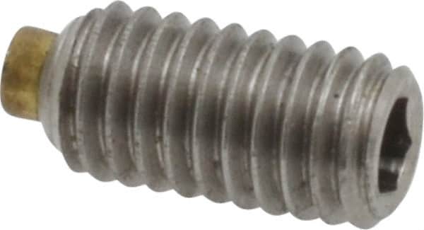 Made in USA - #10-32 UNF, 3/8" Length of Thread, Soft Tip Point Set Screw - Grade 18-8 Stainless Steel - Americas Industrial Supply
