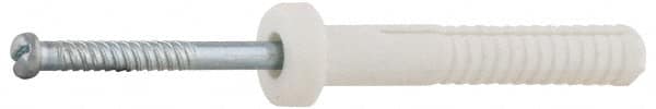 Value Collection - 3/16" Diam, 3/16" Drill, 1-1/2" OAL, 2-3/8" Min Embedment Hammer Drive Concrete Anchor - Nylon, Zinc-Plated Finish, Round Head - Americas Industrial Supply