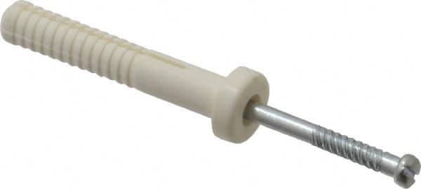 Value Collection - 1/4" Diam, 1/4" Drill, 1-1/2" OAL, Hammer Drive Concrete Anchor - Nylon, Zinc-Plated Finish, Round Head - Americas Industrial Supply