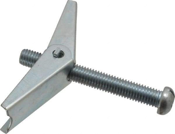 Value Collection - 1/2" Screw, 1/2" Diam, 4" Long, Toggle Bolt Drywall & Hollow Wall Anchor - 1/2" Drill, Zinc Plated, Steel, Use in Concrete, & Masonry, Hollow Tile, Plaster & Wallboard - Americas Industrial Supply