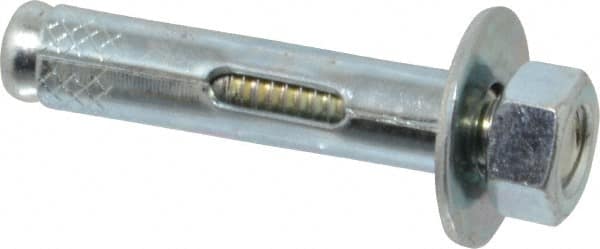 Value Collection - 3/8" Diam, 3/8" Drill, 1-7/8" OAL, Sleeve Concrete Anchor - Steel, Zinc-Plated Finish, Hex Nut Head, Hex Drive - Americas Industrial Supply