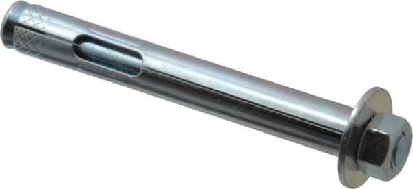 Value Collection - 1/2" Diam, 1/2" Drill, 4" OAL, 2-1/2" Min Embedment Sleeve Concrete Anchor - Steel, Zinc-Plated Finish, Hex Nut Head - Americas Industrial Supply