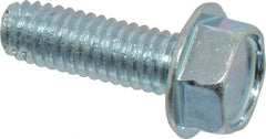 Value Collection - 5/16-18 UNC Thread, 1" Length Under Head, Hex Drive Steel Thread Cutting Screw - Hex Washer Head, Grade 2, Point Type F, Zinc-Plated Finish - Americas Industrial Supply