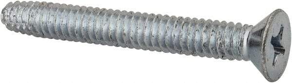 Value Collection - 1/4-20 UNC Thread, 2" OAL, Phillips Drive Steel Thread Cutting Screw - Flat Head, Grade 2, Point Type F, Zinc-Plated Finish - Americas Industrial Supply