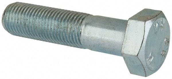 Value Collection - M12x1.25mm Metric Fine, 50mm Length Under Head Hex Head Cap Screw - Partially Threaded, Grade 8.8 Steel, Zinc-Plated Finish, 19mm Hex - Americas Industrial Supply