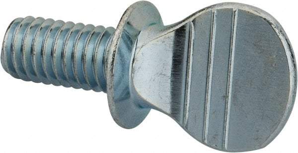 Value Collection - 3/8-16 Oval Shoulder Grade 2 Steel Thumb Screw - 3/4" OAL, Zinc-Plated Finish - Americas Industrial Supply