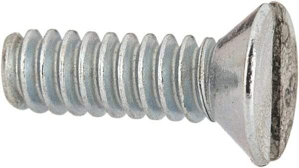 Value Collection - #6-32 UNC, 7/16" OAL Slotted Drive Machine Screw - Flat Head, Grade 2 Steel, Zinc-Plated Finish, Without Washer - Americas Industrial Supply
