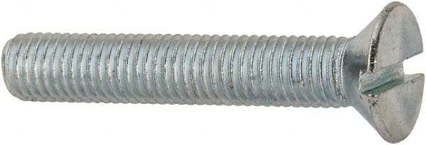 Value Collection - 1/4-28 UNF, 1-1/2" OAL Slotted Drive Machine Screw - Flat Head, Grade J82 Steel, Zinc-Plated Finish, Without Washer - Americas Industrial Supply