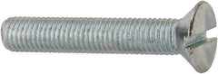 Value Collection - 1/4-28 UNF, 1-1/2" OAL Slotted Drive Machine Screw - Flat Head, Grade J82 Steel, Zinc-Plated Finish, Without Washer - Americas Industrial Supply