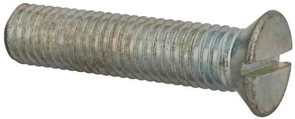 Value Collection - 1/2-13 UNC, 2-1/4" OAL Slotted Drive Machine Screw - Flat Head, Grade J82 Steel, Zinc-Plated Finish, Without Washer - Americas Industrial Supply