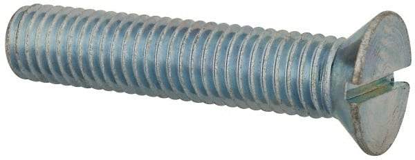 Value Collection - 1/2-13 UNC, 2-1/2" OAL Slotted Drive Machine Screw - Flat Head, Grade J82 Steel, Zinc-Plated Finish, Without Washer - Americas Industrial Supply