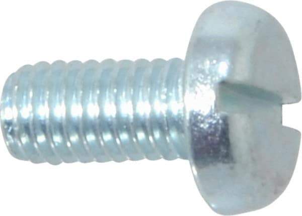 Value Collection - M5x0.80, 10mm Length Under Head Slotted Drive Machine Screw - Pan Head, Grade 4.8 Steel, Zinc-Plated Finish, Without Washer - Americas Industrial Supply