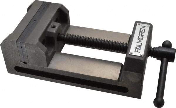 Palmgren - 4-1/2" Jaw Opening Capacity x 1-1/2" Throat Depth, Horizontal Drill Press Vise - 4" Wide Jaw, Stationary Base, Standard Speed, 7-5/16" OAL x 2-3/4" Overall Height - Americas Industrial Supply