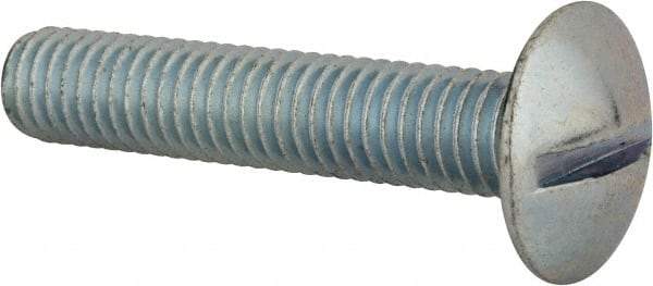 Value Collection - 3/8-16 UNC, 2" Length Under Head Slotted Drive Machine Screw - Truss Head, Grade 2 Steel, Zinc-Plated Finish, Without Washer - Americas Industrial Supply