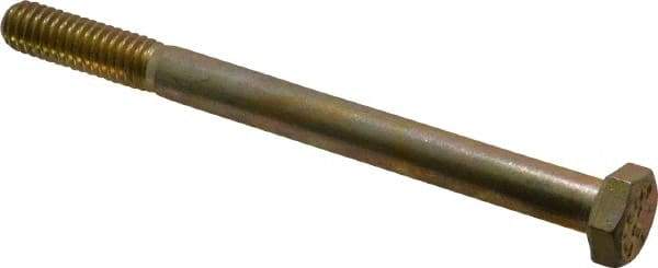 Value Collection - 5/16-18 UNC, 3-3/4" Length Under Head Hex Head Cap Screw - Partially Threaded, Grade 8 Alloy Steel, Zinc Yellow Dichromate Finish, 1/2" Hex - Americas Industrial Supply