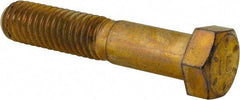 Made in USA - 7/16-14 UNC, 2-1/4" Length Under Head Hex Head Cap Screw - Partially Threaded, Grade 8 Alloy Steel, Zinc Yellow Dichromate Finish, 5/8" Hex - Americas Industrial Supply