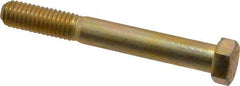 Made in USA - 7/16-14 UNC, 3-1/2" Length Under Head Hex Head Cap Screw - Partially Threaded, Grade 8 Alloy Steel, Zinc Yellow Dichromate Finish, 5/8" Hex - Americas Industrial Supply