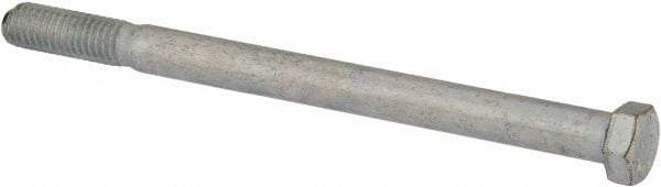 Made in USA - 7/16-14 UNC, 6" Length Under Head Hex Head Cap Screw - Partially Threaded, Grade 5 Steel, Zinc-Plated Finish, 5/8" Hex - Americas Industrial Supply