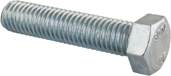 Value Collection - 1/2-13 UNC, 2-1/4" Length Under Head Hex Head Cap Screw - Fully Threaded, Grade 2 Steel, Zinc-Plated Finish, 3/4" Hex - Americas Industrial Supply