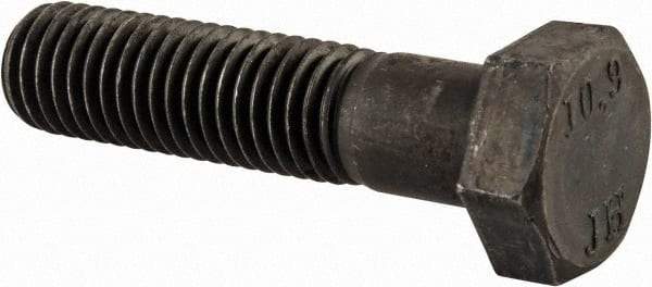 Value Collection - M12x1.75mm Metric Coarse, 50mm Length Under Head Hex Head Cap Screw - Partially Threaded, Grade 10.9 Steel, Black Oxide Finish, 19mm Hex - Americas Industrial Supply