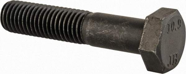Value Collection - M12x1.75mm Metric Coarse, 60mm Length Under Head Hex Head Cap Screw - Partially Threaded, Grade 10.9 Steel, Black Oxide Finish, 19mm Hex - Americas Industrial Supply
