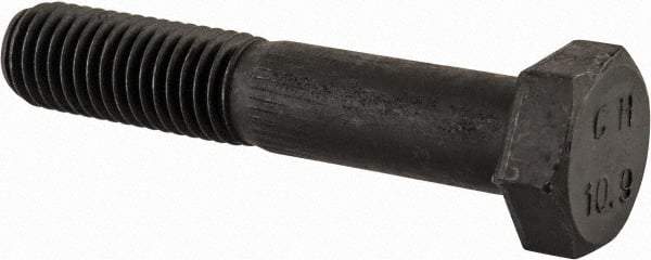 Value Collection - M12x1.75mm Metric Coarse, 65mm Length Under Head Hex Head Cap Screw - Partially Threaded, Grade 10.9 Steel, Uncoated, 19mm Hex - Americas Industrial Supply