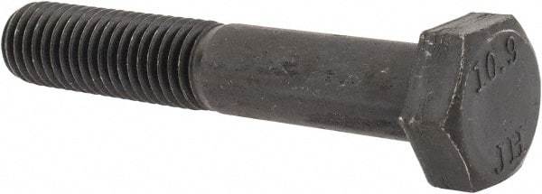 Value Collection - M12x1.75mm Metric Coarse, 70mm Length Under Head Hex Head Cap Screw - Partially Threaded, Grade 10.9 Steel, Black Oxide Finish, 19mm Hex - Americas Industrial Supply