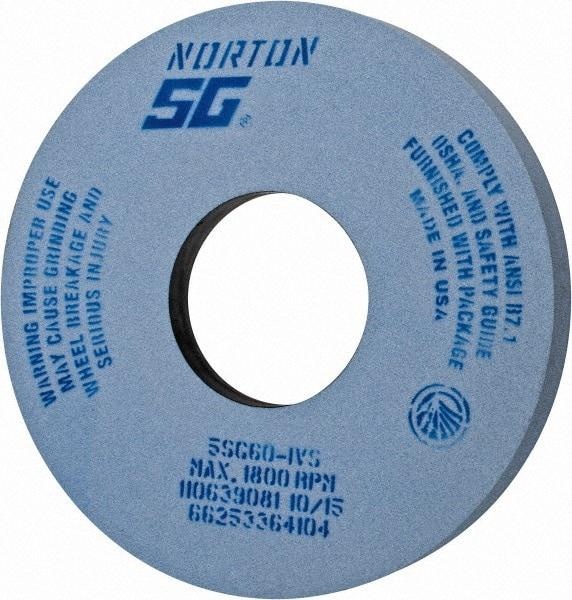 Norton - 14" Diam x 5" Hole x 1-1/2" Thick, I Hardness, 60 Grit Surface Grinding Wheel - Ceramic, Type 5, Medium Grade, 1,800 Max RPM, Vitrified Bond, One-Side Recess - Americas Industrial Supply
