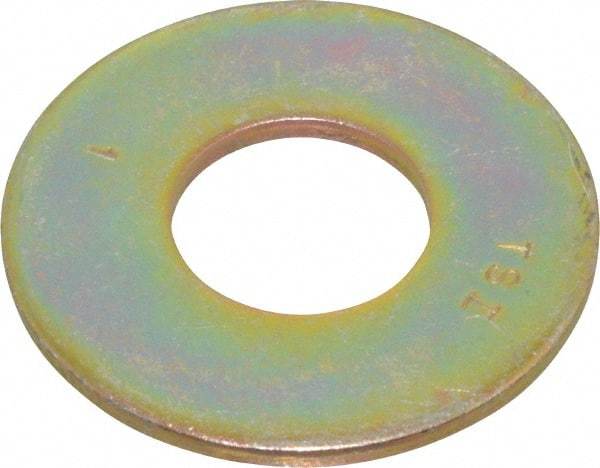 Value Collection - 1" Screw, Grade 8 Steel USS Flat Washer - 1-1/16" ID x 2-1/2" OD, 11/64" Thick, Zinc Yellow Dichromate Finish - Americas Industrial Supply