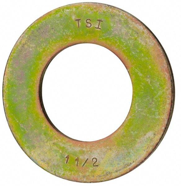 Value Collection - 1-1/2" Screw, Grade 8 Steel SAE Flat Washer - 1-9/16" ID x 3" OD, 5/32" Thick, Zinc Yellow Dichromate Finish - Americas Industrial Supply
